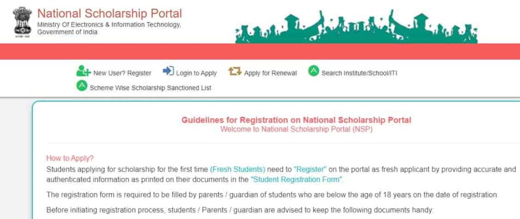 NSP Scholarship Registration