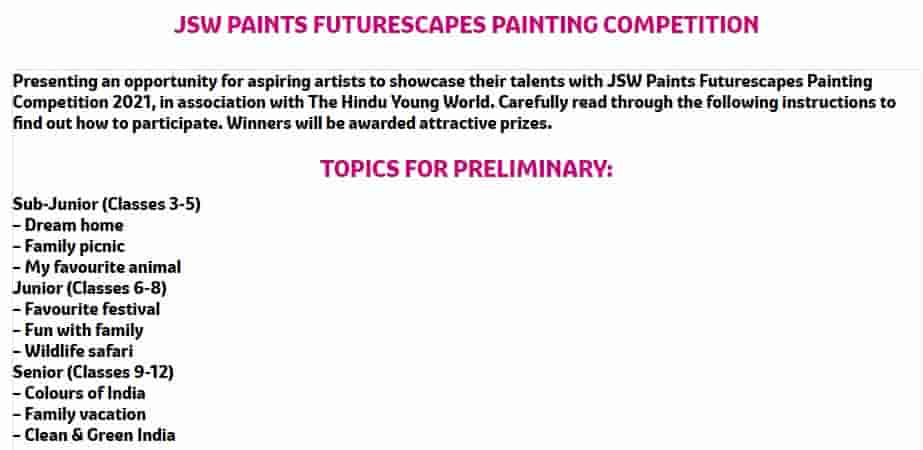 JSW Futurescapes Painting Competition Registration 2021