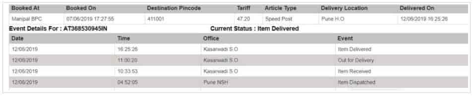 SBI Debit Credit Card Status Track via Speed Post 2