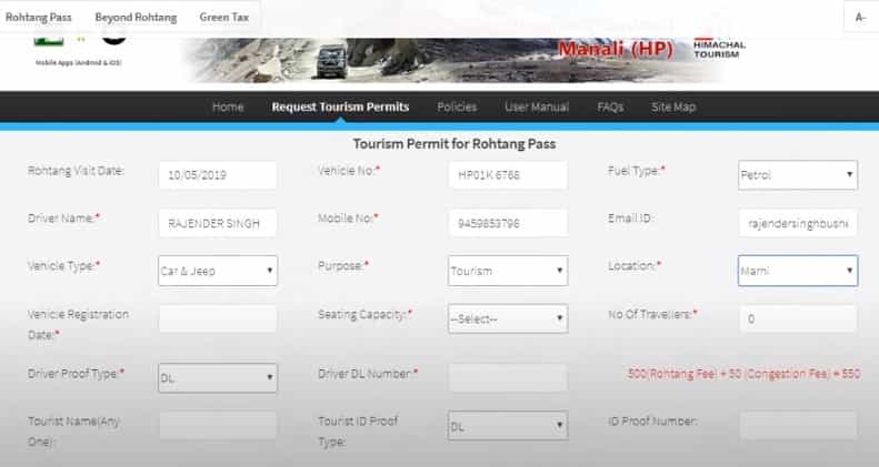 How to Get Rohtang Pass Permit Online 3