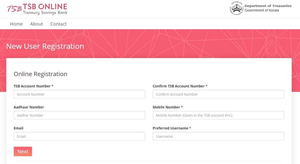 tsbonline.kerala.gov.in New User Registration