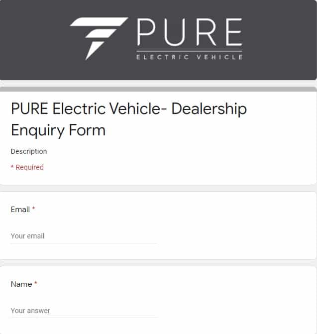 Pure EV Electric Scooter Dealership