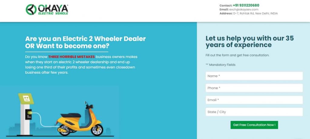Okaya Electric Scooter Dealership Apply Online
