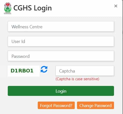 CGHS Login Procedure