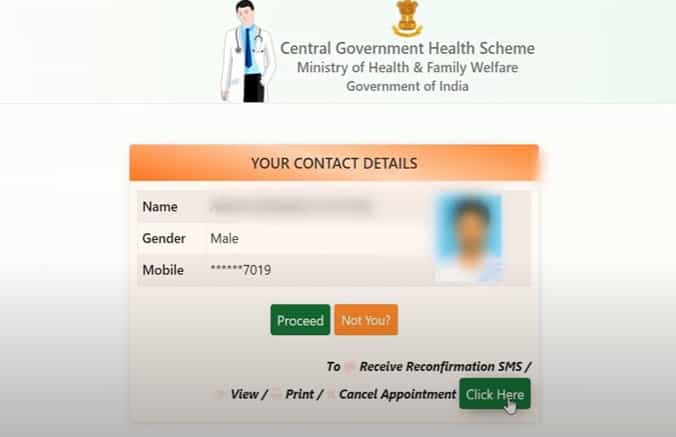 CGHS Online Appointment Booking 3