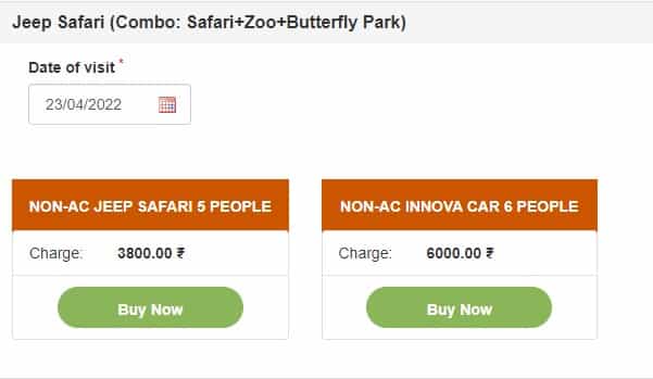 Bannerghatta National Park Ticket Price 4
