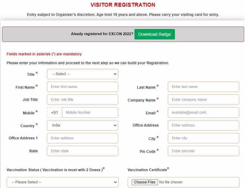 EXCON 2022 Registration