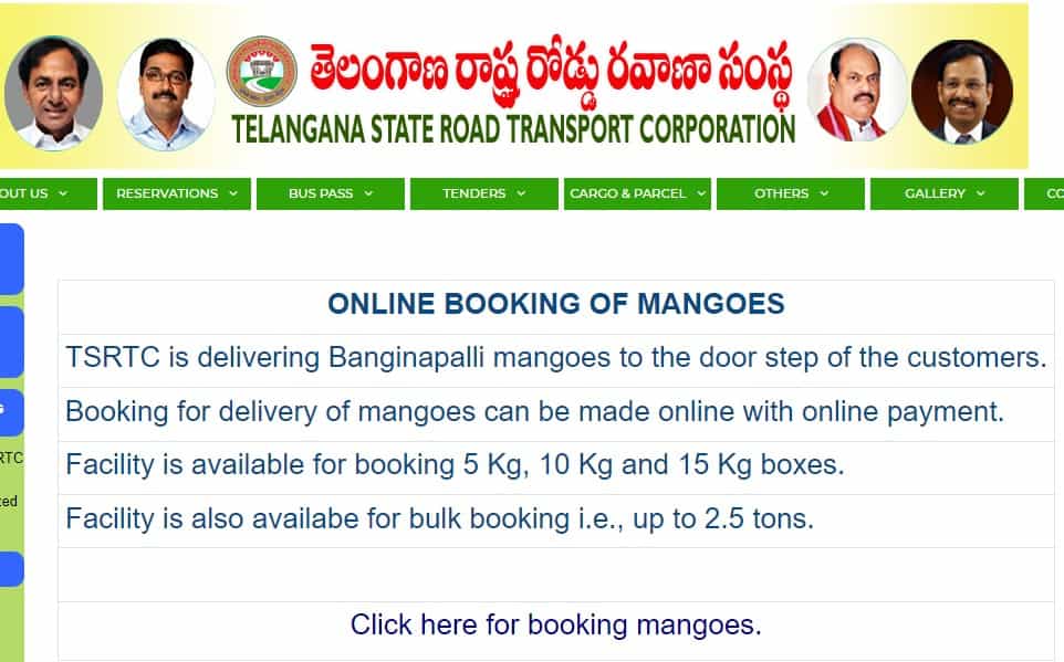 TSRTC Mango Online Booking tsrtc.telangana.gov.in