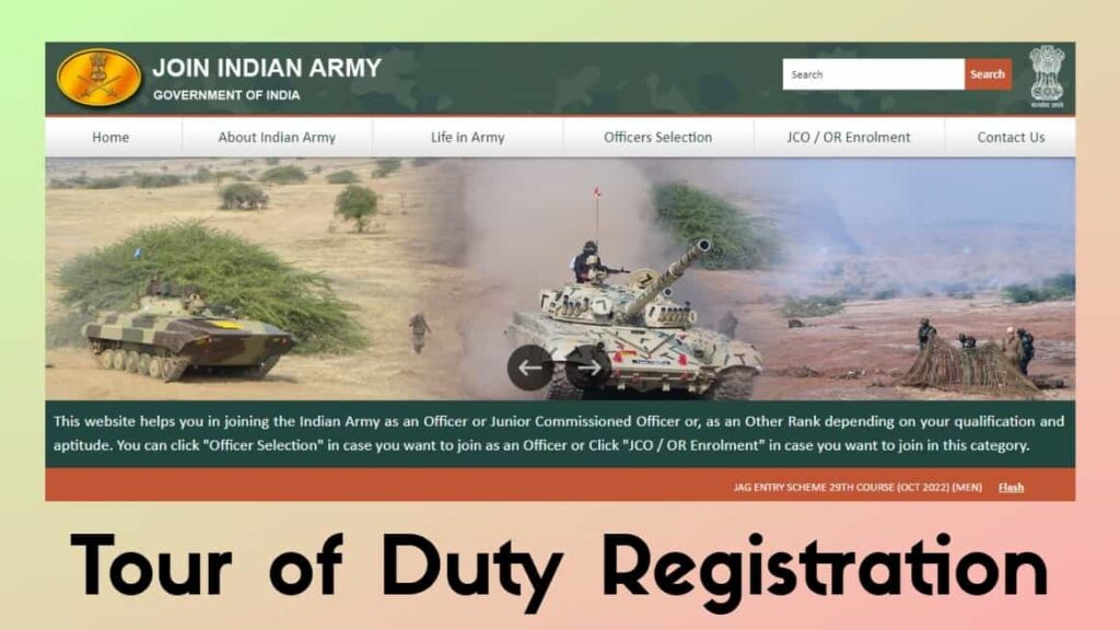 (Bharti) Tour of Duty Registration Online 2023 - Army Recruitment Apply Online