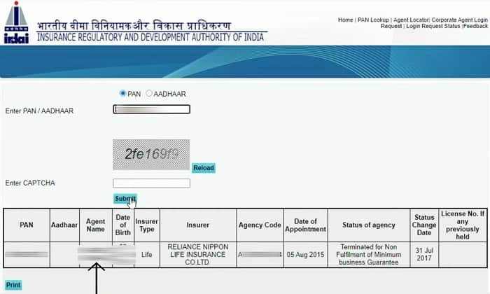 IRDA Pan Lookup Status Check